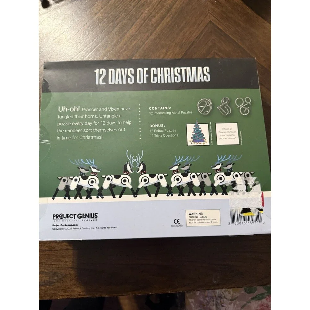 Project Genius 12 Days of Christmas Advent Calendar Metal Interlocking Puzzles